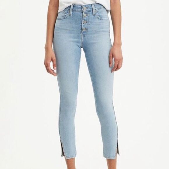 Levi’s High Rise Skinny Slit Crop Jeans Button Fly Jeans Size 25 - Picture 1 of 12